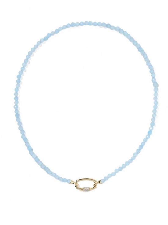 Kendra Scott Jewelry - NEW! Kendra Scott Emery Beaded Necklace Light Blue w/ Gold Link + Pouch + BOX
